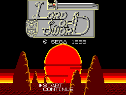 Lord of Sword title screen for Sega Mark III